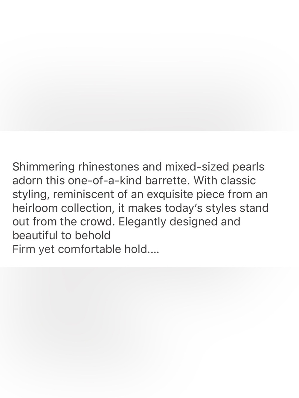Pearl & Rhinestone Silver-Tone Classic Vintage Hair Barrette - Picture 5 of 5